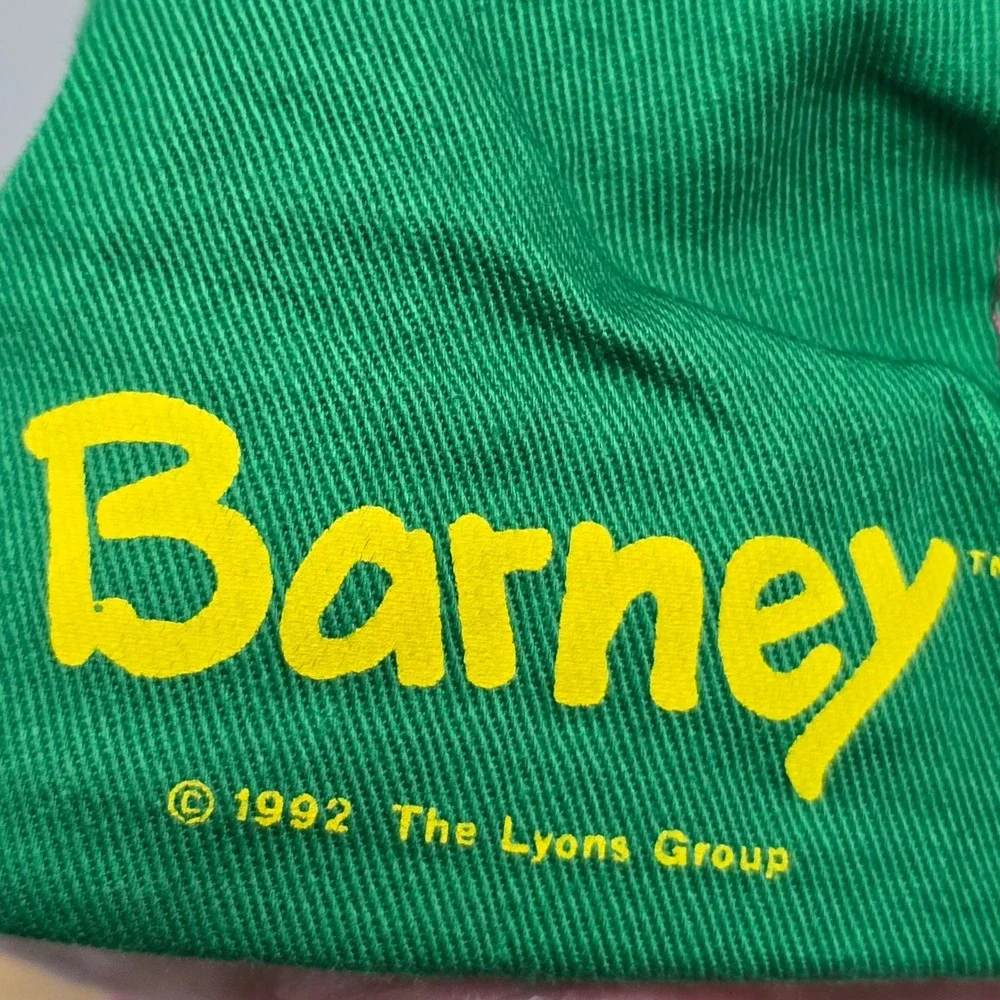 Vintage 1992 Barney the Dinosaur Colorblock Hat Pink Green Yellow Youth 4/6X